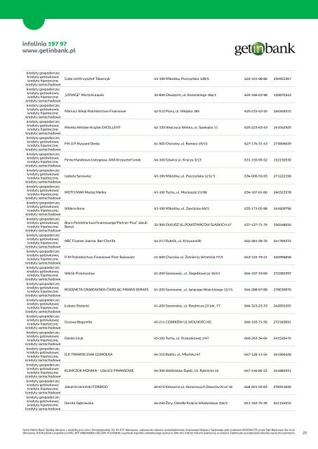 Lista poÅ›rednikÃ³w - Getin Bank