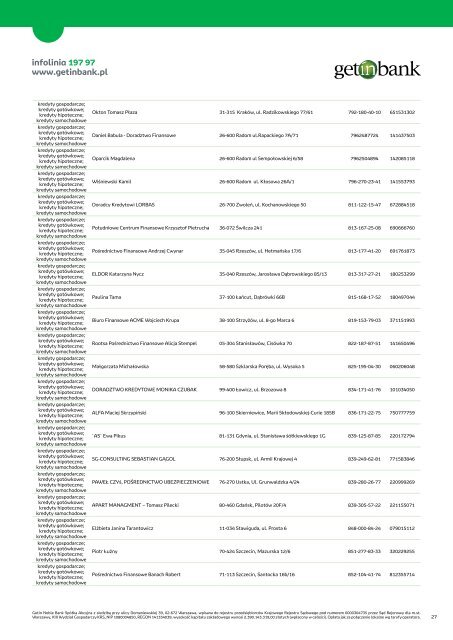 Lista poÅ›rednikÃ³w - Getin Bank