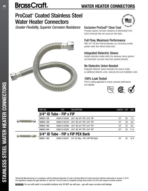 Catalog - Gas Appliance & Water Heater Connectors - Brass Craft