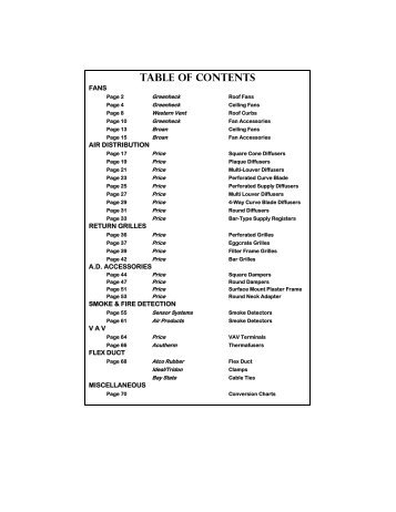 table of contents - Air Specialty Products