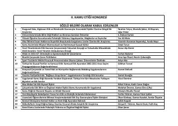 Ä±Ä±. kamu etiÄi kongresi sÃ¶zlÃ¼ bildiri olarak kabul edilenler - todaie