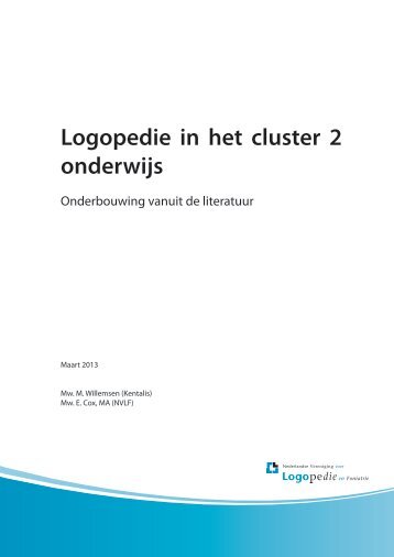 Logopedie in het cluster 2 onderwijs - Logopedie.nl