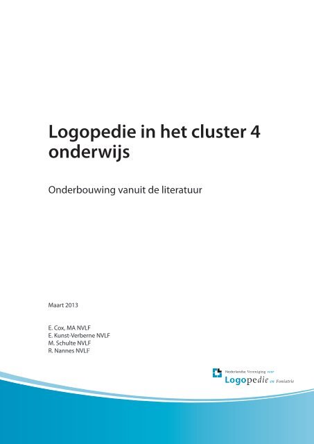 Logopedie in het cluster 4 onderwijs - Logopedie.nl
