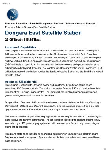 Dongara East Satellite Station _ PrioraNet Sites _ SSC - uppsagd