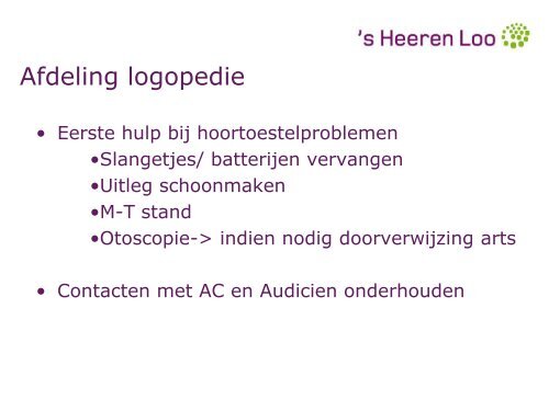 Hoorzorg binnen een instelling - Logopedie.nl