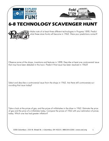 6-8 TECHNOLOGY SCAVENGER HUNT - COSI