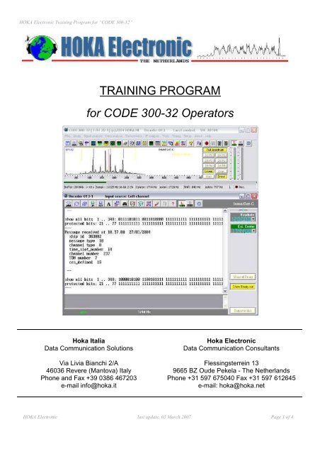 Code Line 300 TRAINING PROGRAM for CODE 300-32 Operators