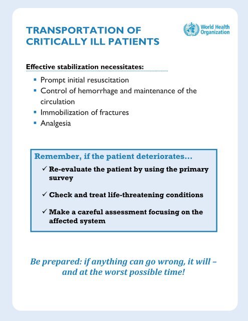 Transportation of Critically Ill Patients