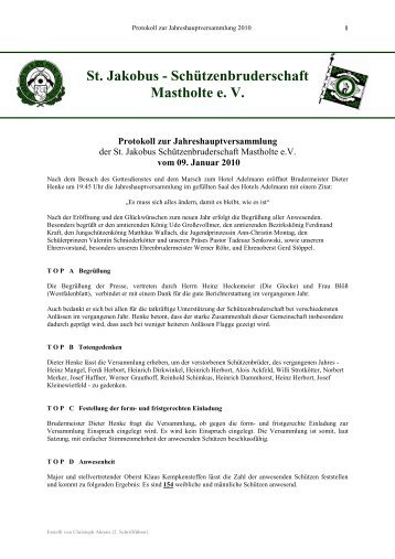 St. Jakobus - Schützenbruderschaft Mastholte e. V. - Mastholte-Online