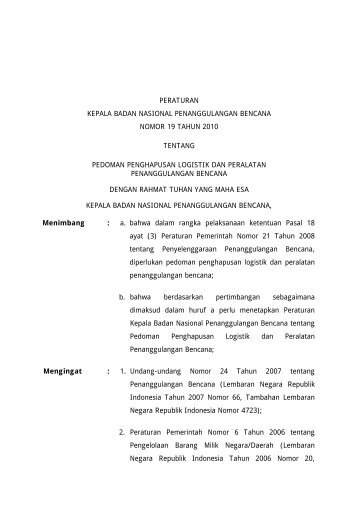 Peraturan Kepala BNPB No.14 Tahun 2011