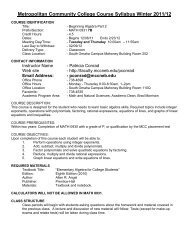 Metropolitan Community College Course Syllabus ... - Faculty Sites