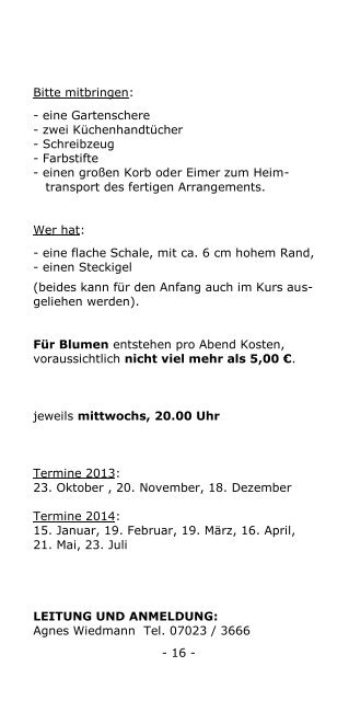 PROGRAMM - OASE Jesingen