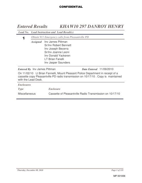 Entered Results KHAW10 297 DANROY HENRY - The Journal News