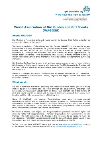 World Association of Girl Guides and Girl Scouts (WAGGGS) - CCIVS