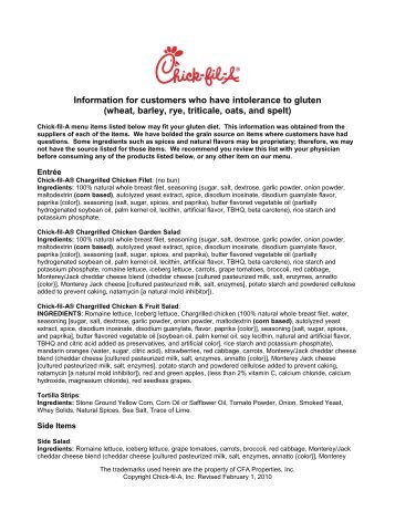 Below is a list of our menu items that may fit you gluten ... - Chick-fil-A