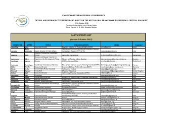 EuroNGOs INTERNATIONAL CONFERENCE PARTICIPANTS LIST