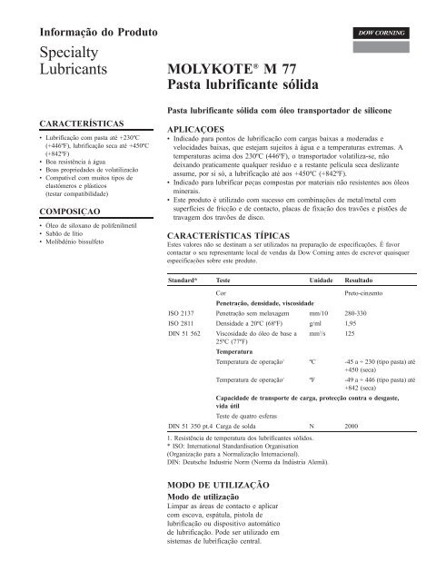 Download ficha tÃ©cnica Molykote M-77 - PDF