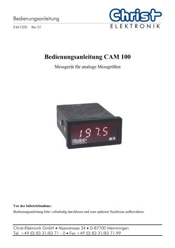 Bedienungsanleitung CAM 100 - Christ-Elektronik