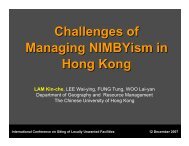 Challenges of Managing NIMBYism in Hong Kong - The Chinese ...