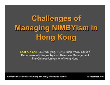 Challenges of Managing NIMBYism in Hong Kong - The Chinese ...