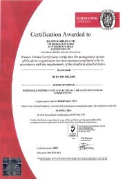 Bureau Veritas ISO 9001 Certificate - Eland Cables
