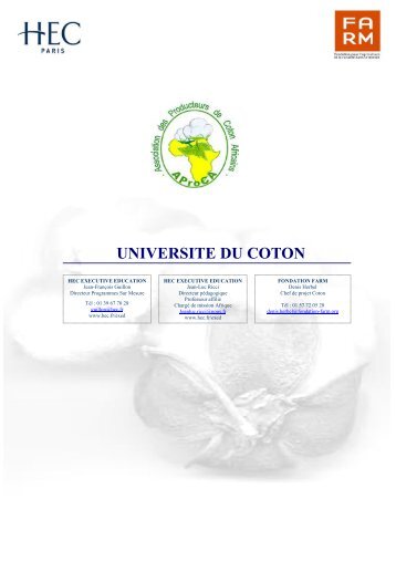 UNIVERSITE DU COTON - Fondation FARM