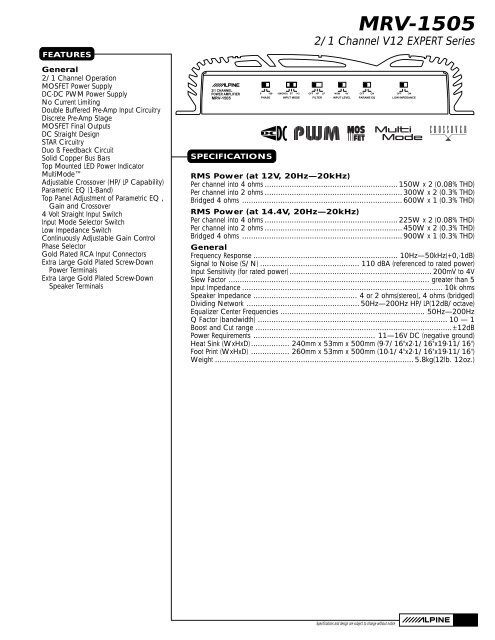 ADDZEST ウーファー + ALPINE MRV-1505 Alpine MRV-1505 - AMP Performance