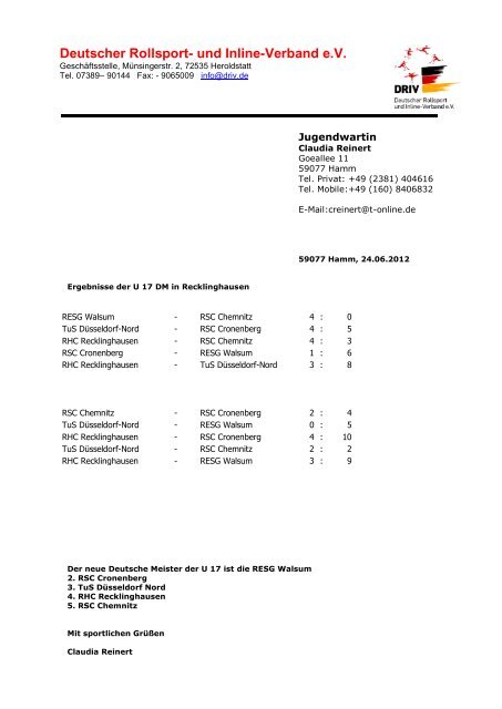 Deutsche U17-Jugend-Meisterschaft 2012 - Rollhockey