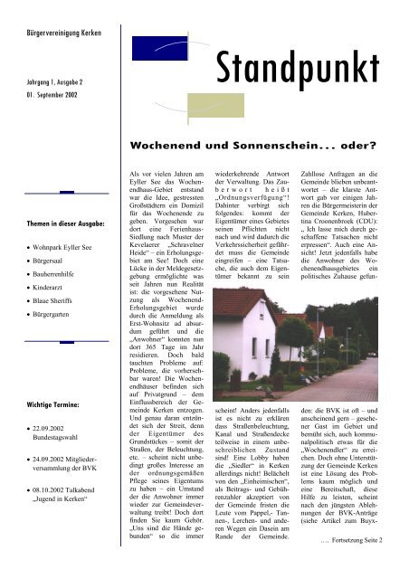 Standpunkt Jahrgang 1, Ausgabe 2, September 2002