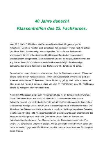 Klassentreffen des 23. Fachkurses der Zollwache