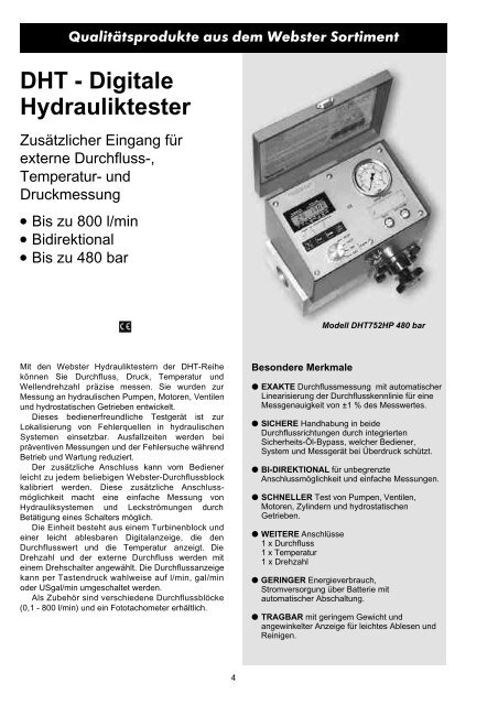 Tragbare bi-direktionale Hydrauliktester