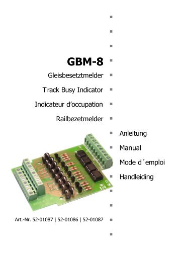 Anleitung Gleisbesetztmelder GBM-8 - Tams