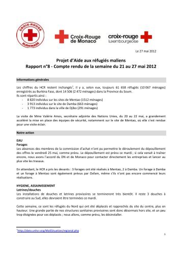 Compte rendu de la semaine du 21 au 27 mai 2012 - Croix-Rouge ...