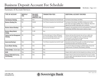 Business Deposit Account Fee Schedule - Sovereign Bank