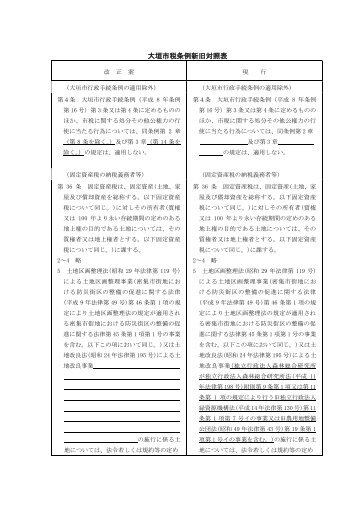 大垣市税条例新旧対照表 (ファイル名:shinnkyuu.pdf サイズ:146.20 KB)