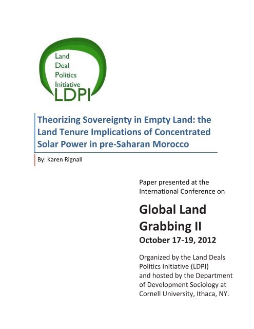 Theorizing Sovereignty in Empty Land - Contested Global Landscapes