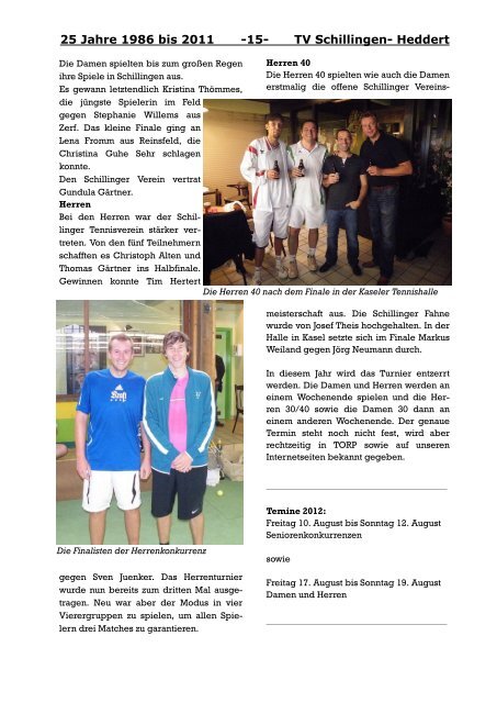 Vereinszeitung April 2012 - Tennisverein Schillingen- Heddert