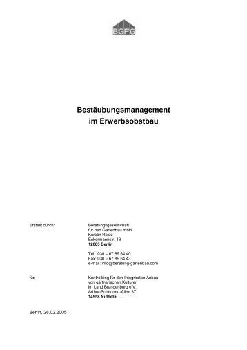 Bestäubungsmanagement im Erwerbsobstbau - Osmia rufa (Rote ...