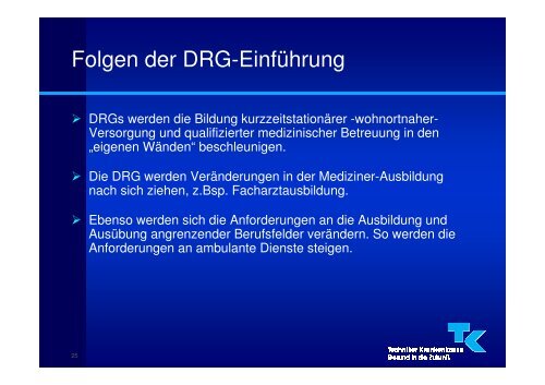 Auswirkungen der DRG auf die KostentrÃ¤ger