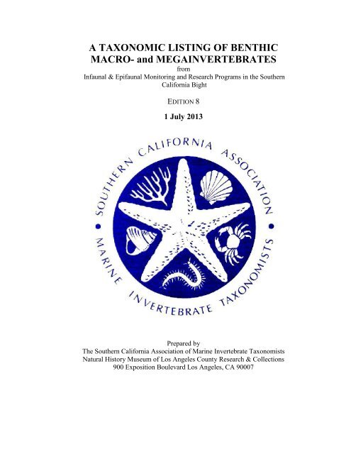 A Taxonomic Listing of Benthic Macro- and Megainvertebrates - scamit