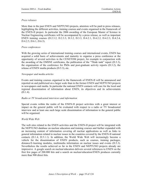 Annex I Description of Work (April 2007) - ENEN Association