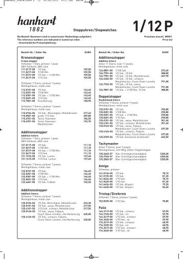 Preisliste Stoppuhren 2012