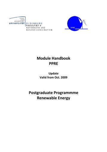 Module Handbook PPRE Postgraduate Programmme Renewable ...