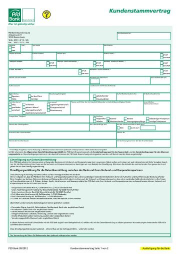 Kundenstammvertrag - PSD Bank Braunschweig eG