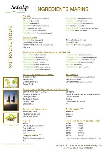 Liste de produits nutraceutique - Setalg