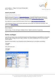 Excel - Basics 3 - Urs Beratung & Sparring - Ralf Sowa