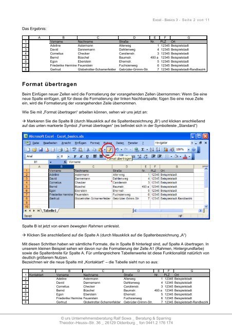 Excel - Basics 3 - Urs Beratung & Sparring - Ralf Sowa