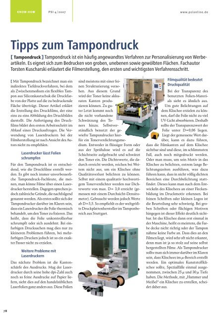 Tipps zum Tampondruck - Lang &amp; Schmidt OHG