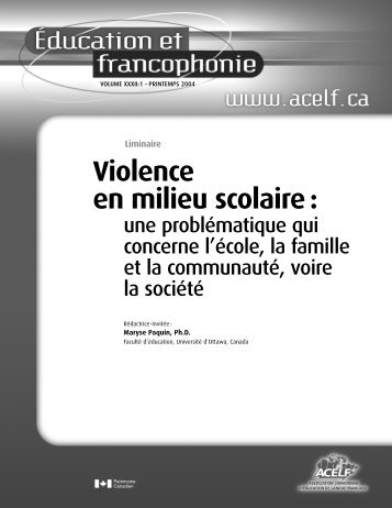 Violence en milieu scolaire : - acelf