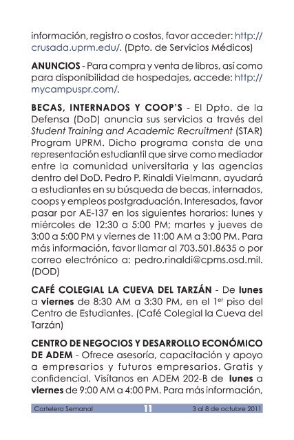 3 al 8 de octubre - UPRM